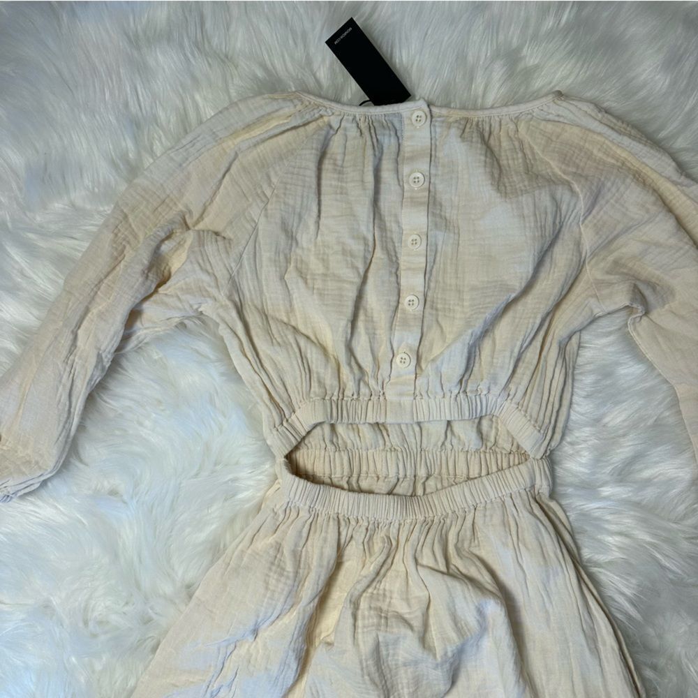 NWT Monrow Long-Sleeve Gauze Open-Back Midi Dress - Picture 8 of 10
